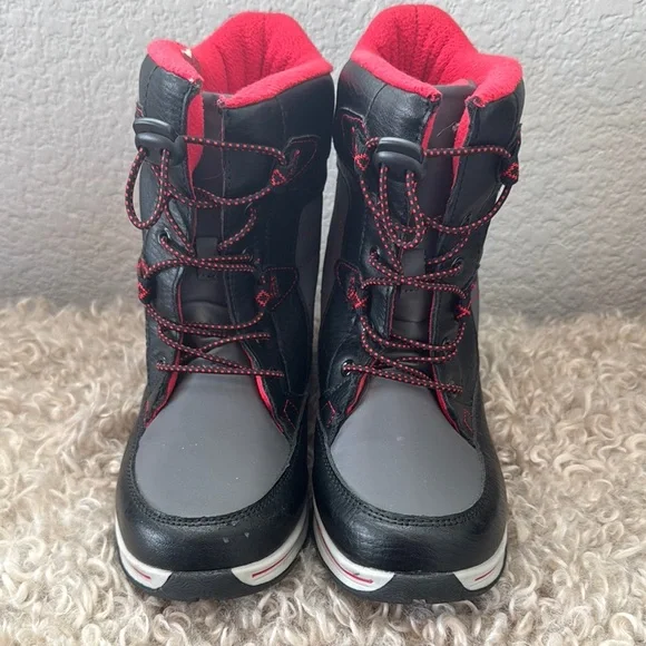 Totes Black and Red Winter Boots - Kids size 5 - Picture 2 of 6